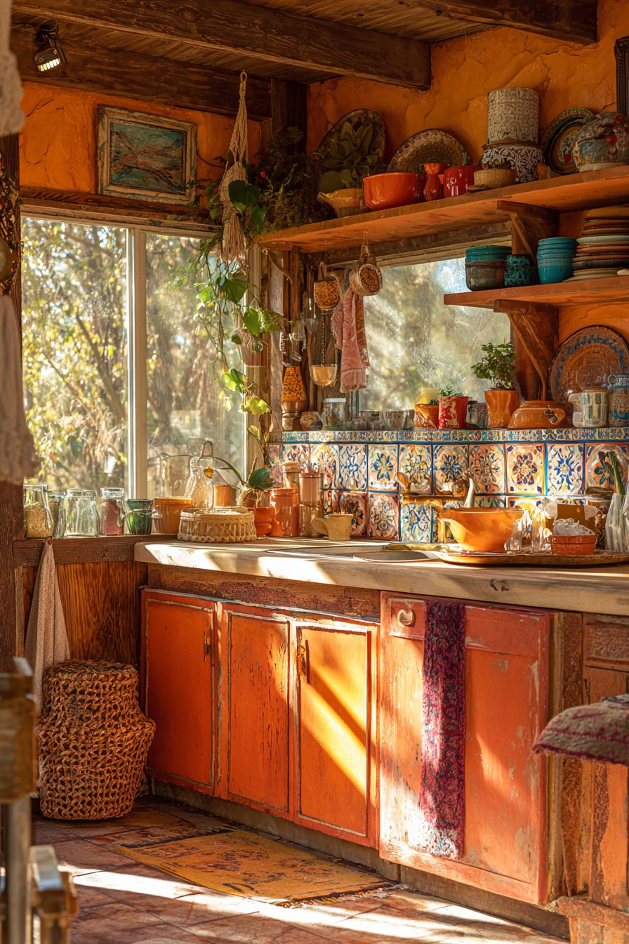 Bohemian Distressed Orange Kitchen