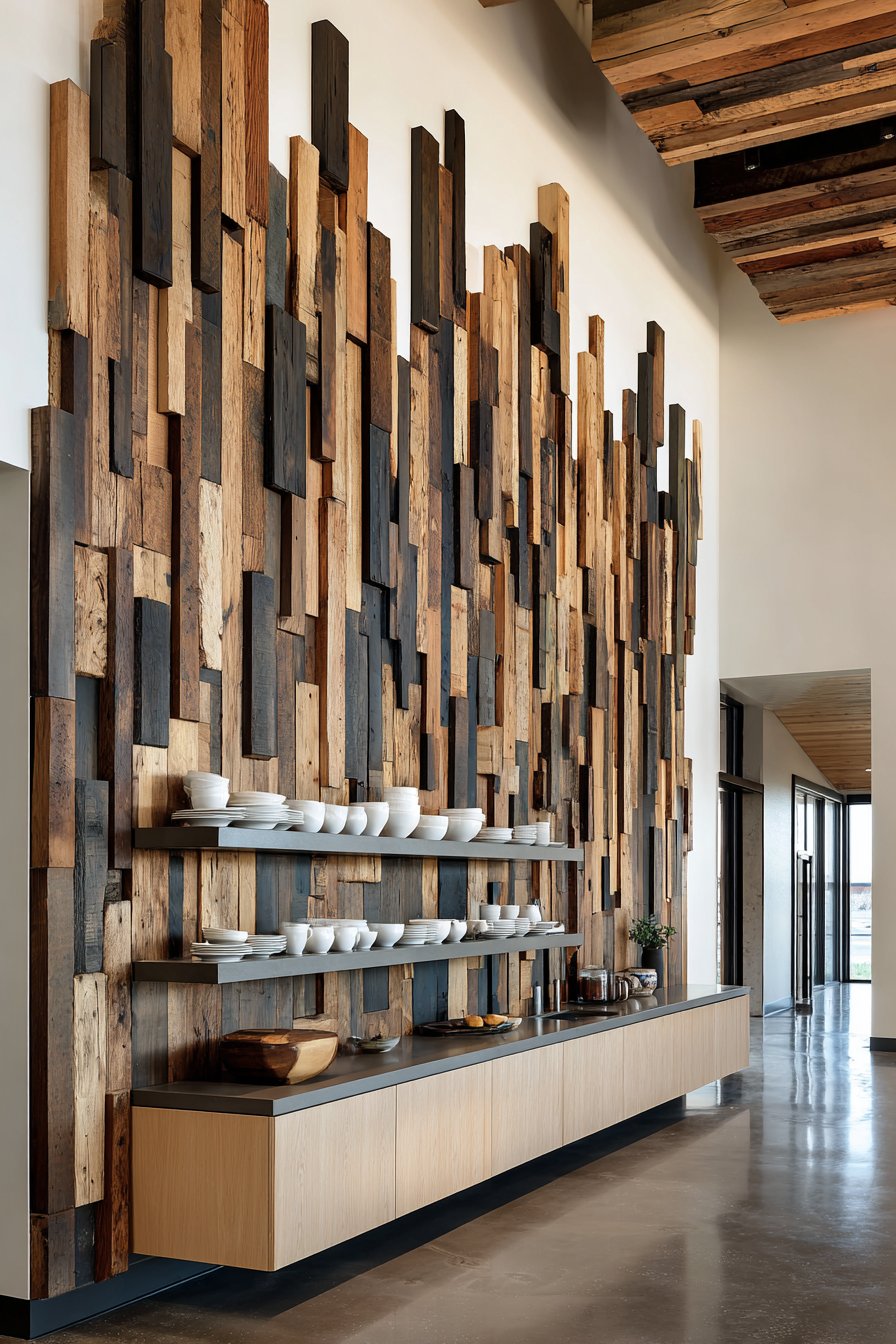 Vertical Reclaimed Wood Statement Wall