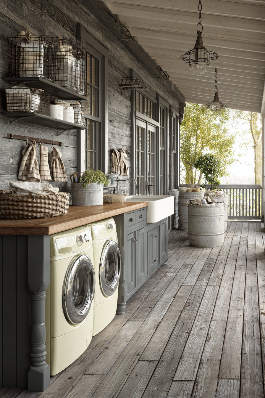 Farmhouse Covered Porch Laundry
