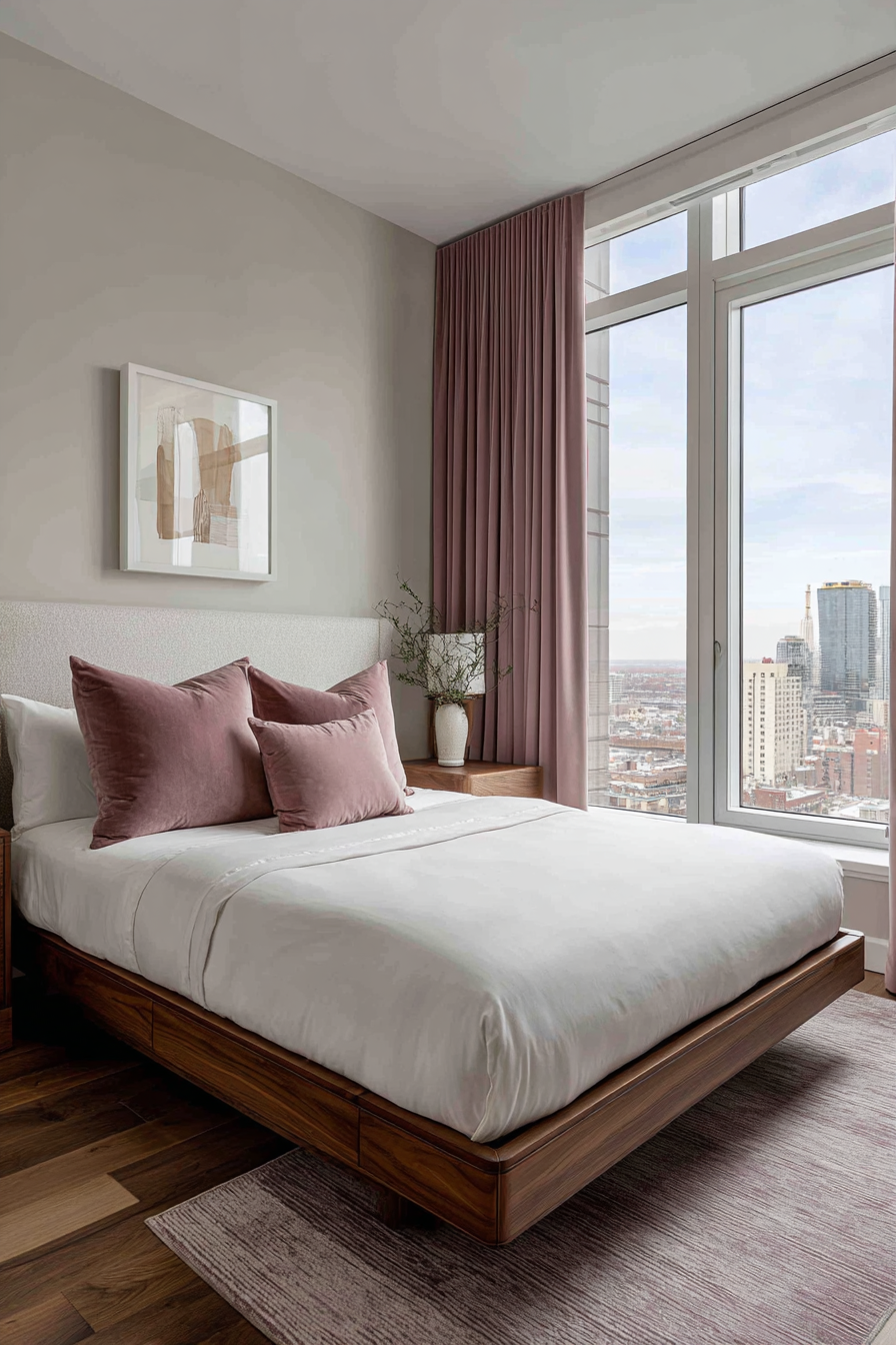 Dramatic Floor-to-Ceiling Pink Velvet Curtains