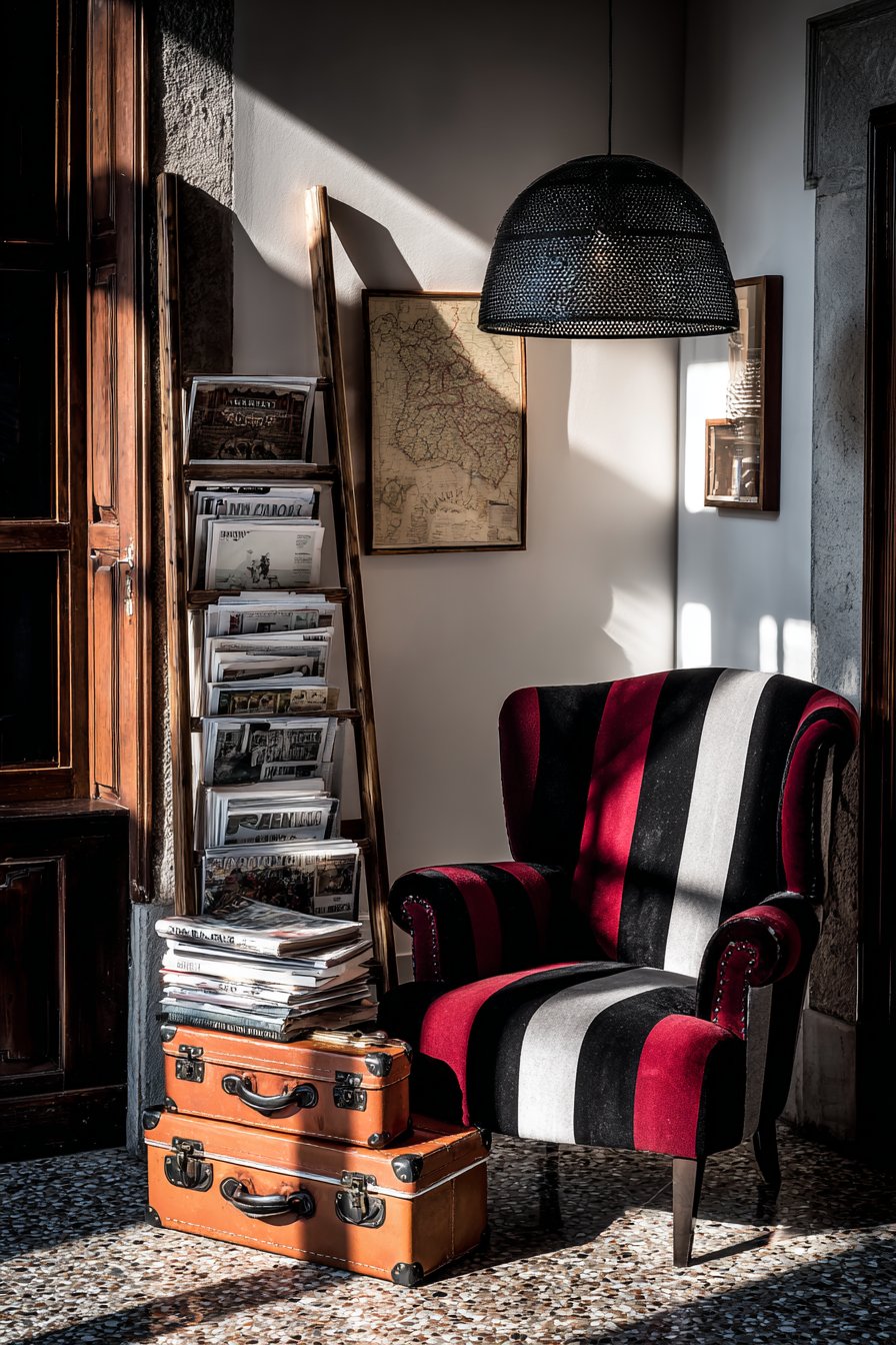 Repurposed Barber Chair Reading Corner