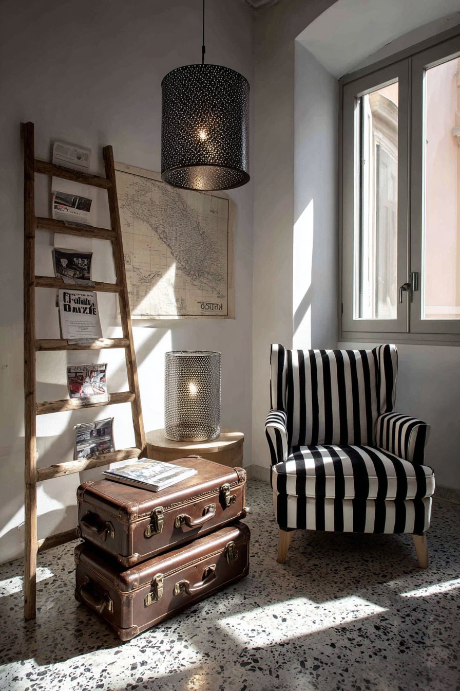 Repurposed Barber Chair Reading Corner