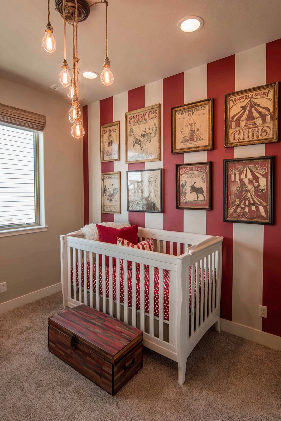 Circus Theme Striped Accent Wall