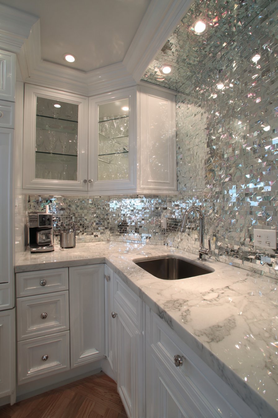 Mirrored Backsplash Kitchen for Visual Expansion