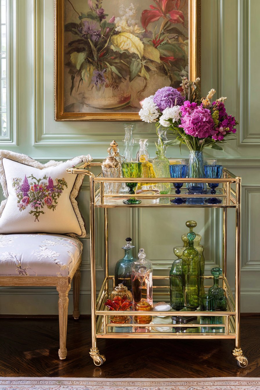 Brass Bar Cart Styling Corner