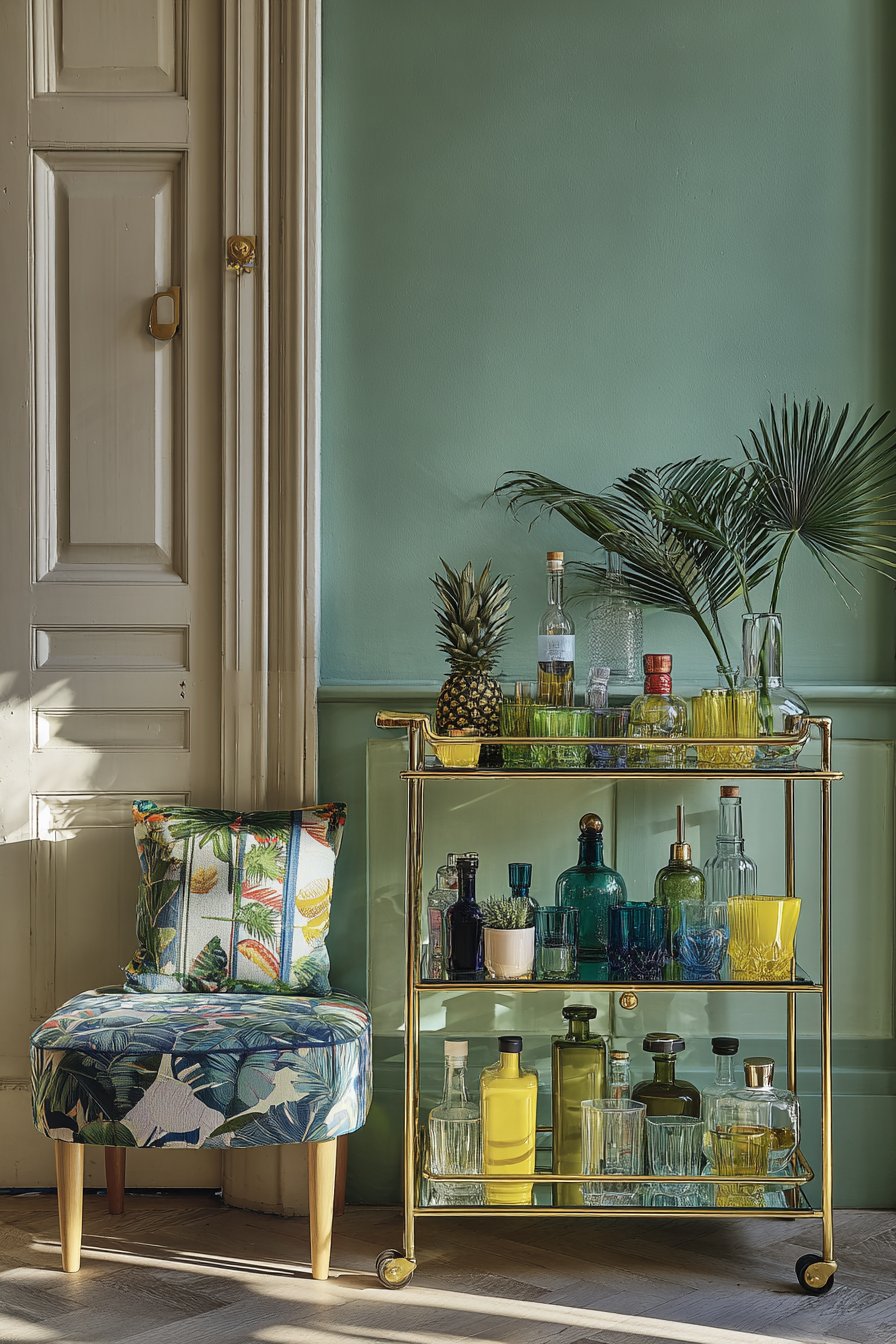 Brass Bar Cart Styling Corner