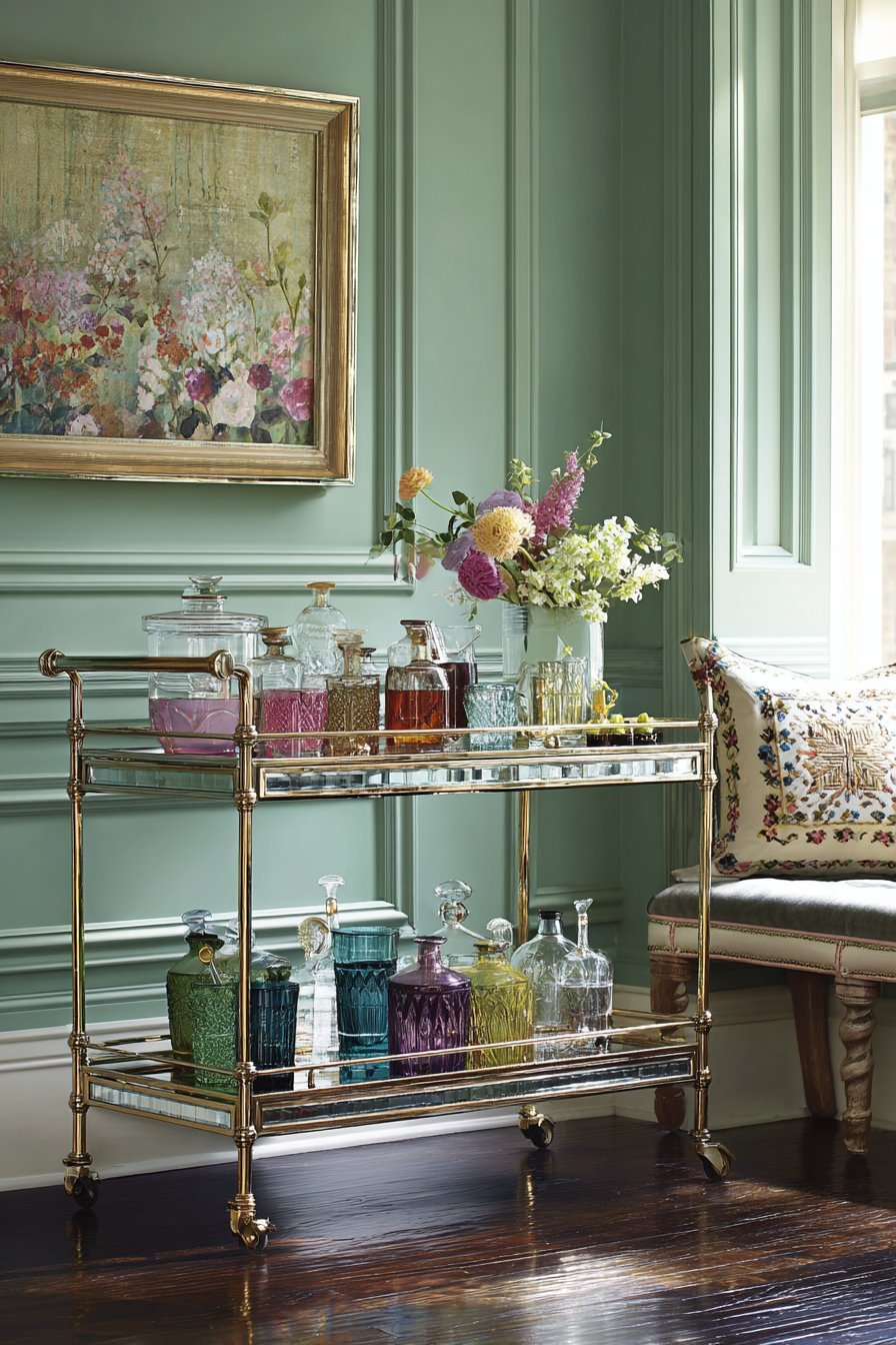 Brass Bar Cart Styling Corner