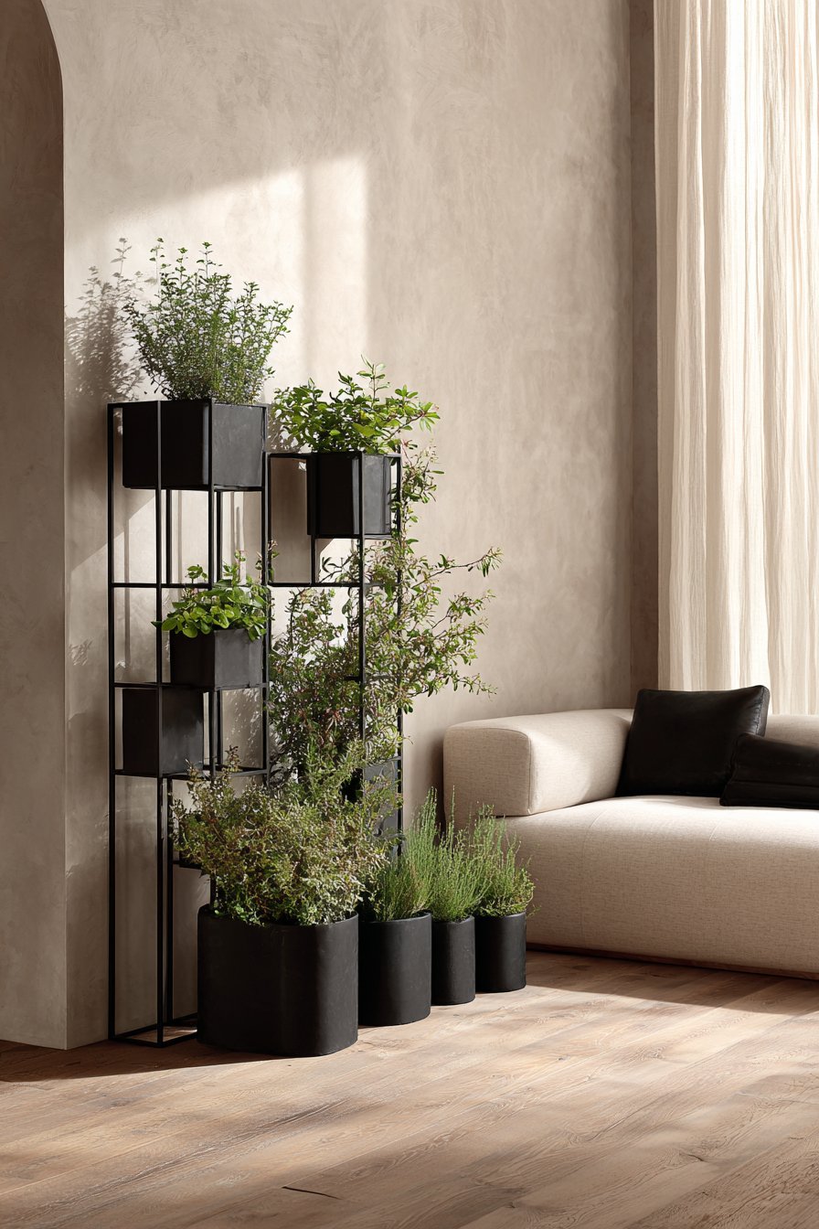Botanical Display with Black Metal Plant Stand