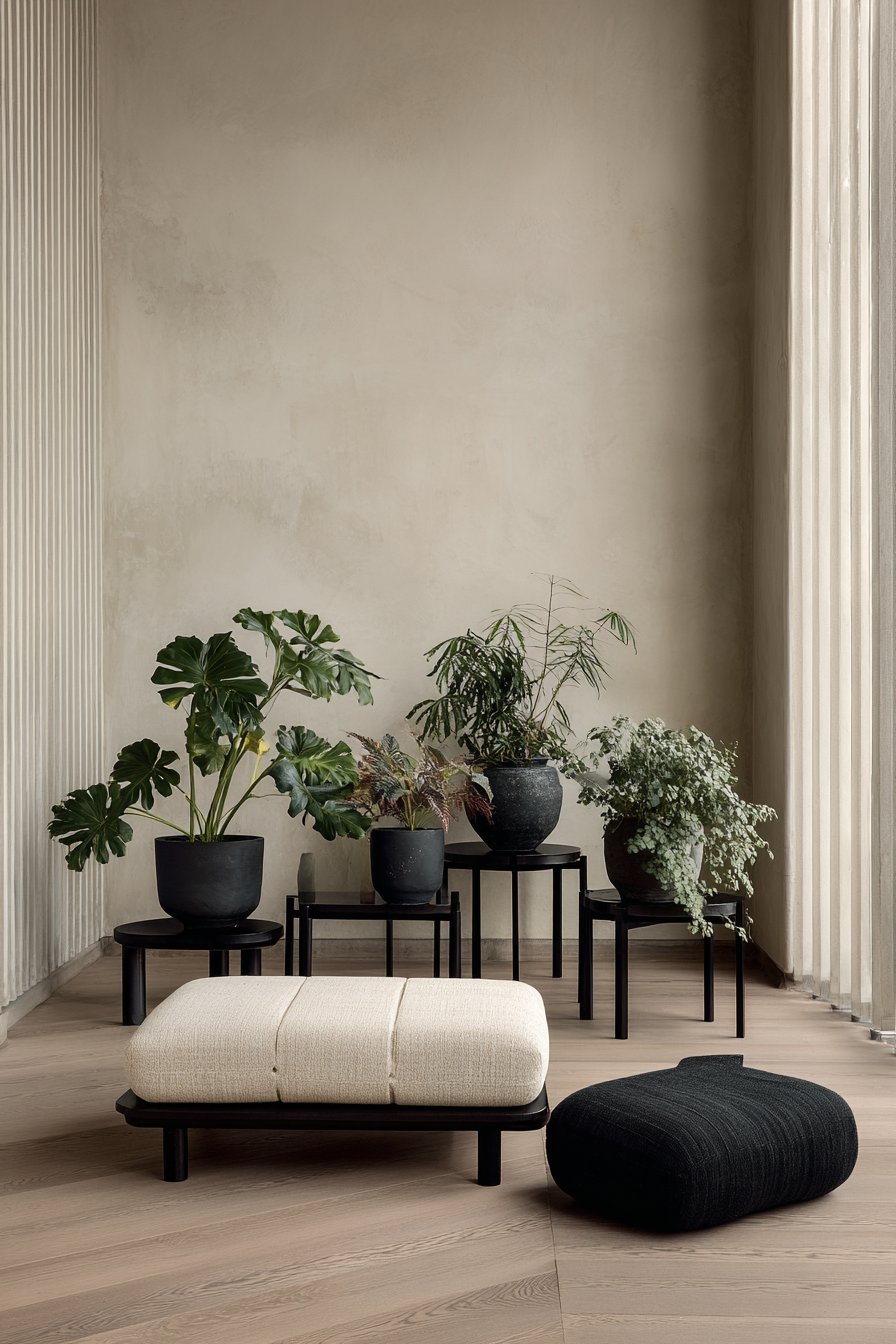 Botanical Display with Black Metal Plant Stand