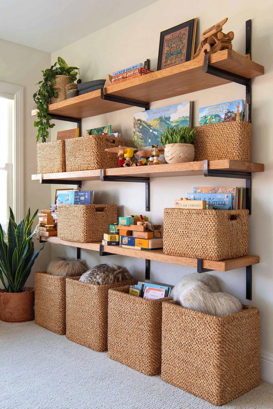 Natural Basket Toy Storage System