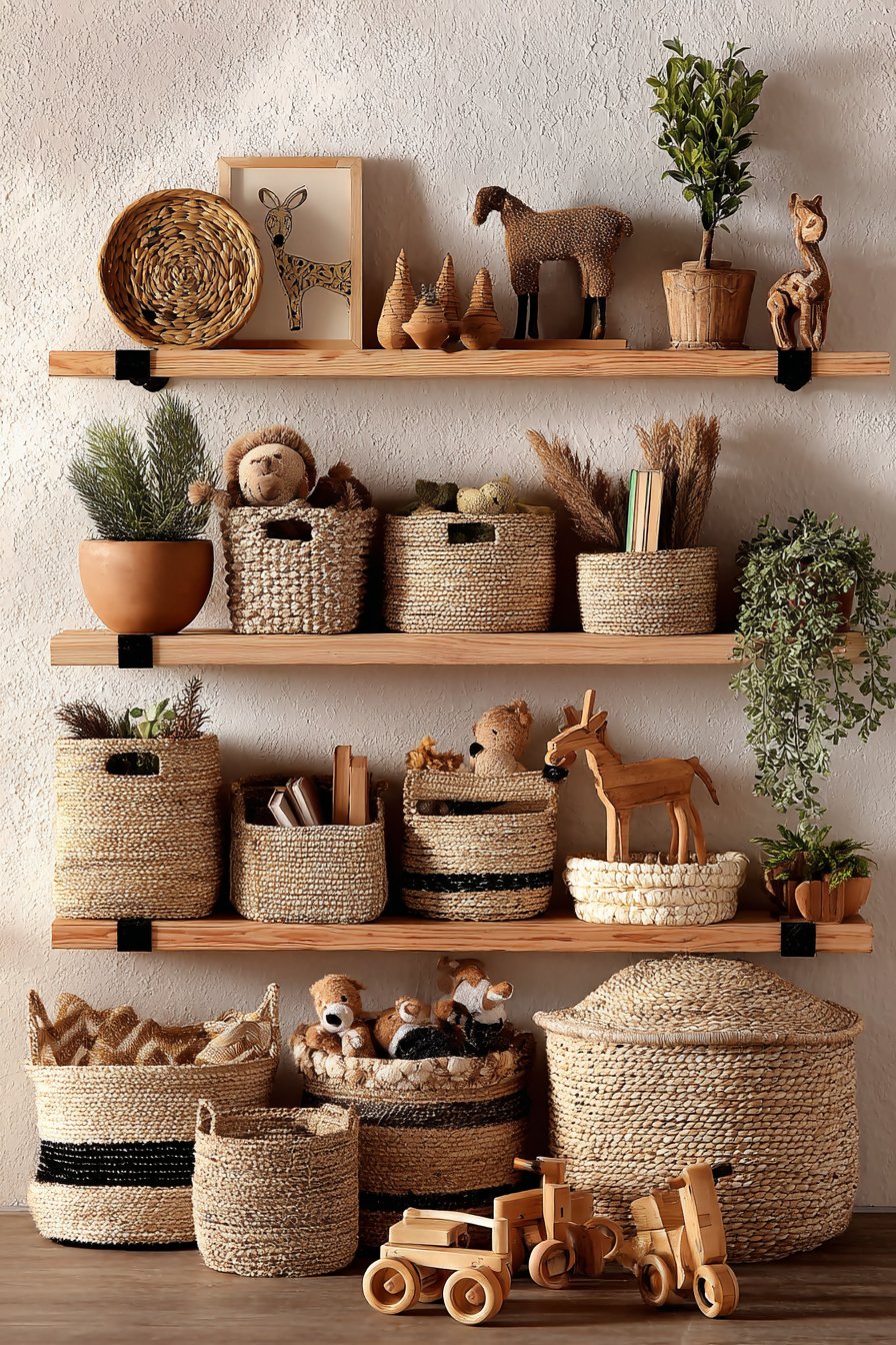 Natural Basket Toy Storage System