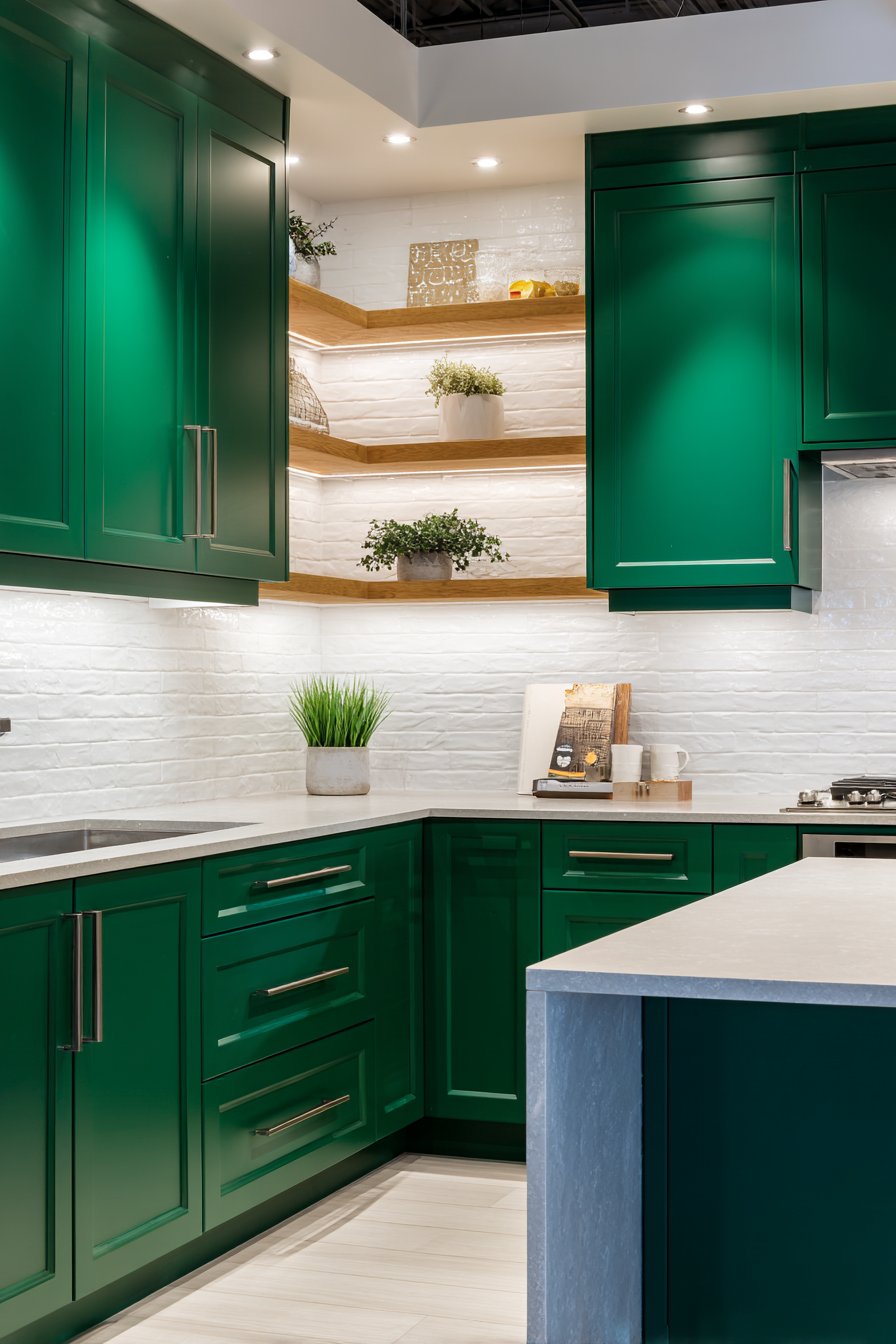 Transitional Green Shaker with Contemporary Elements