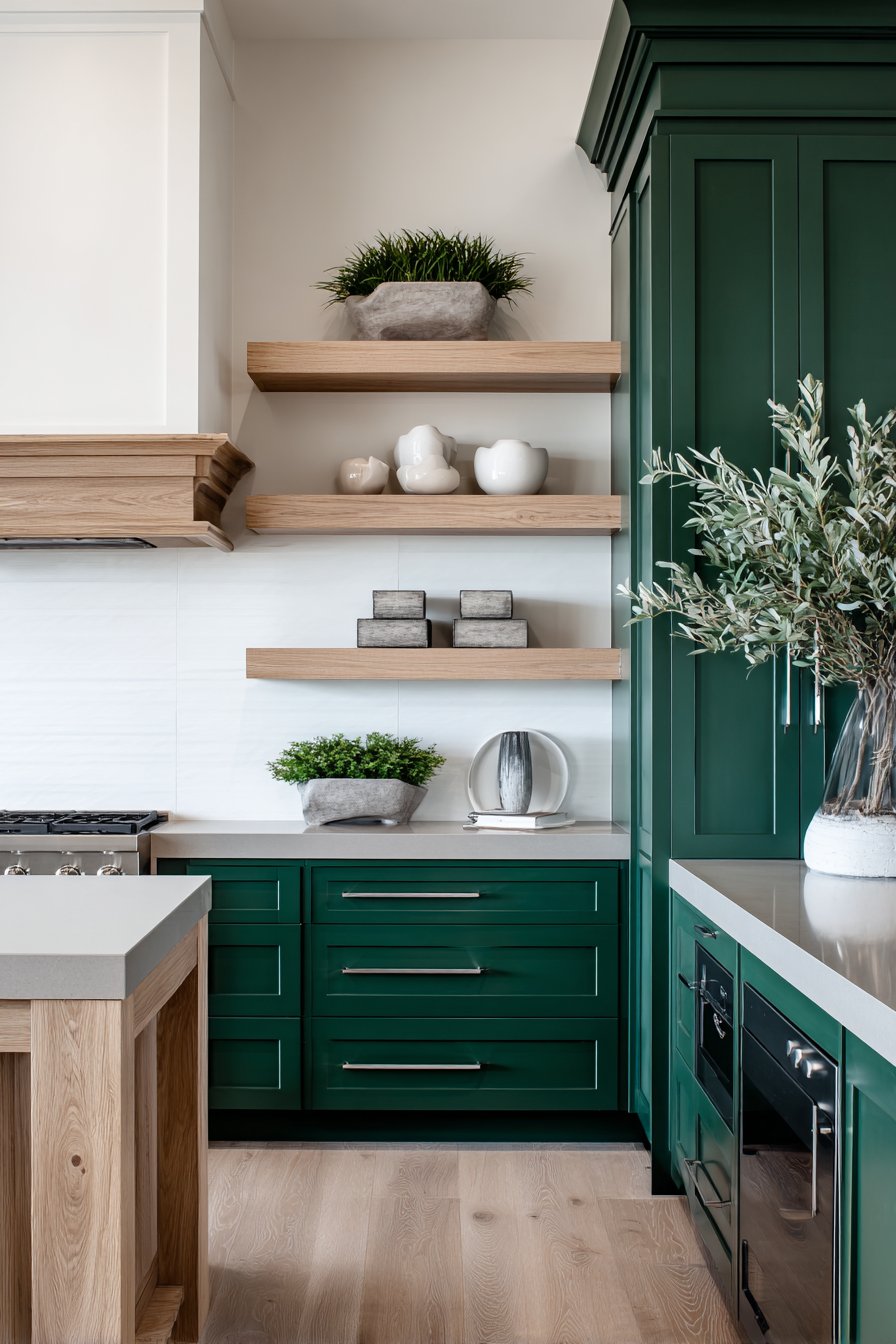Transitional Green Shaker with Contemporary Elements