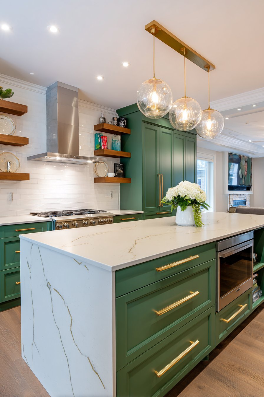Transitional Green Shaker with Contemporary Elements