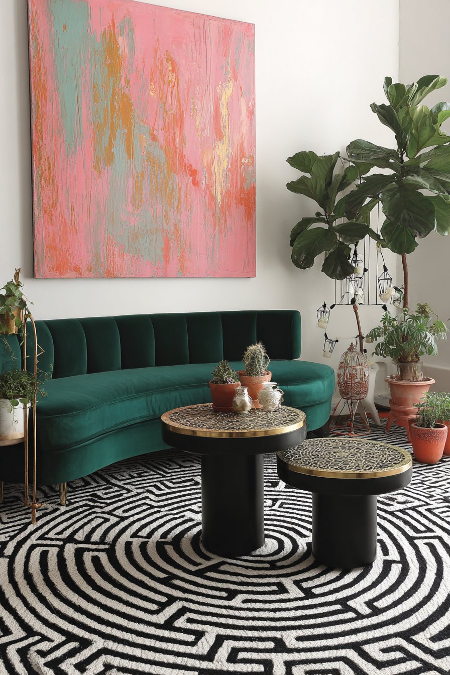 Emerald Velvet Lounge Corner Elegance