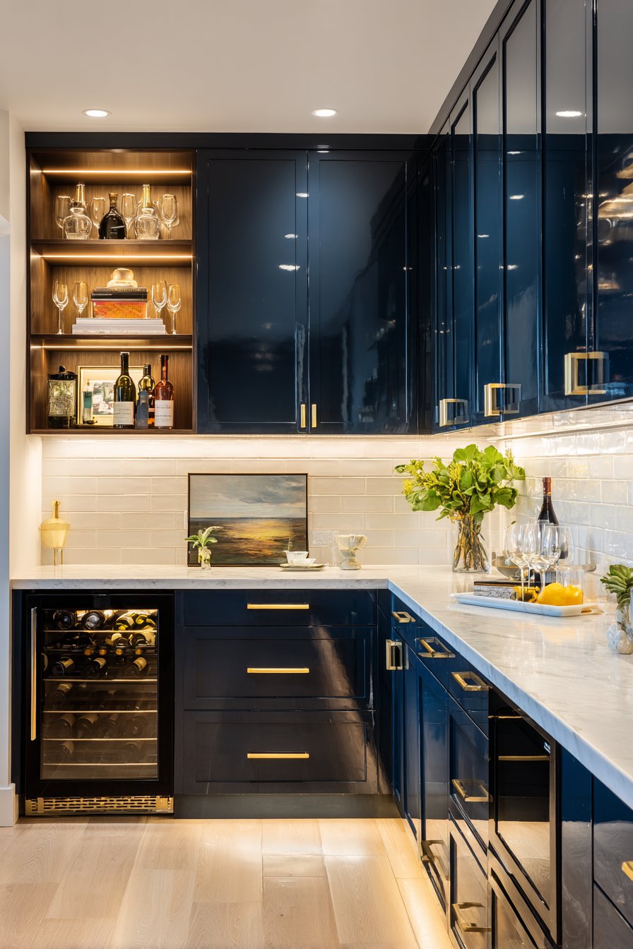 Midnight Blue with Open Shelving