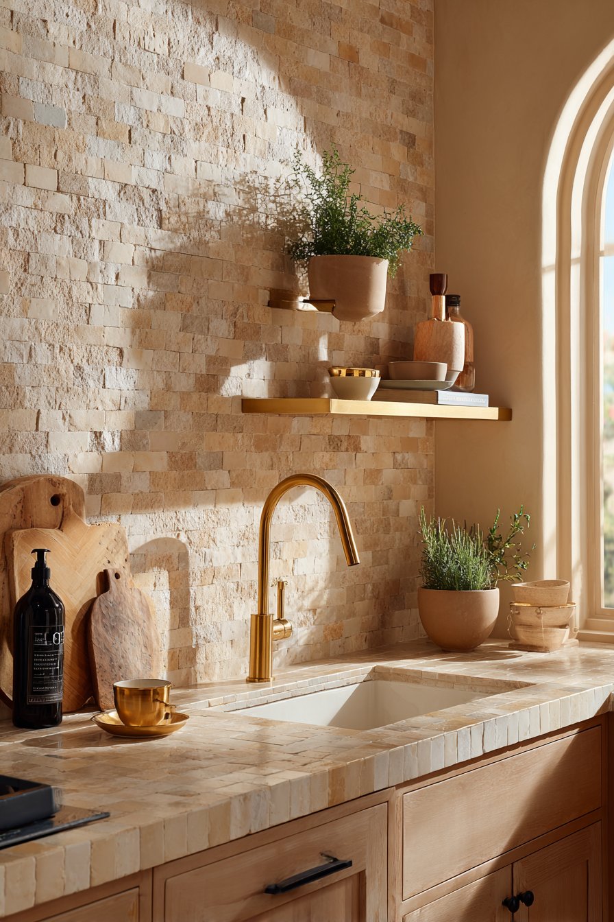 Handmade Zellige Gold Tile Kitchen