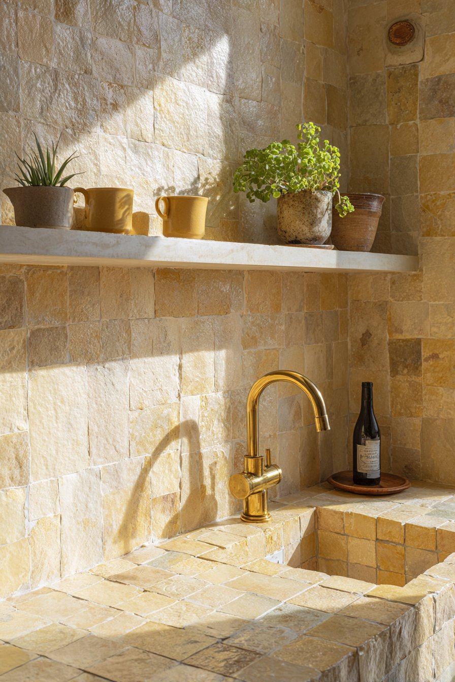 Handmade Zellige Gold Tile Kitchen