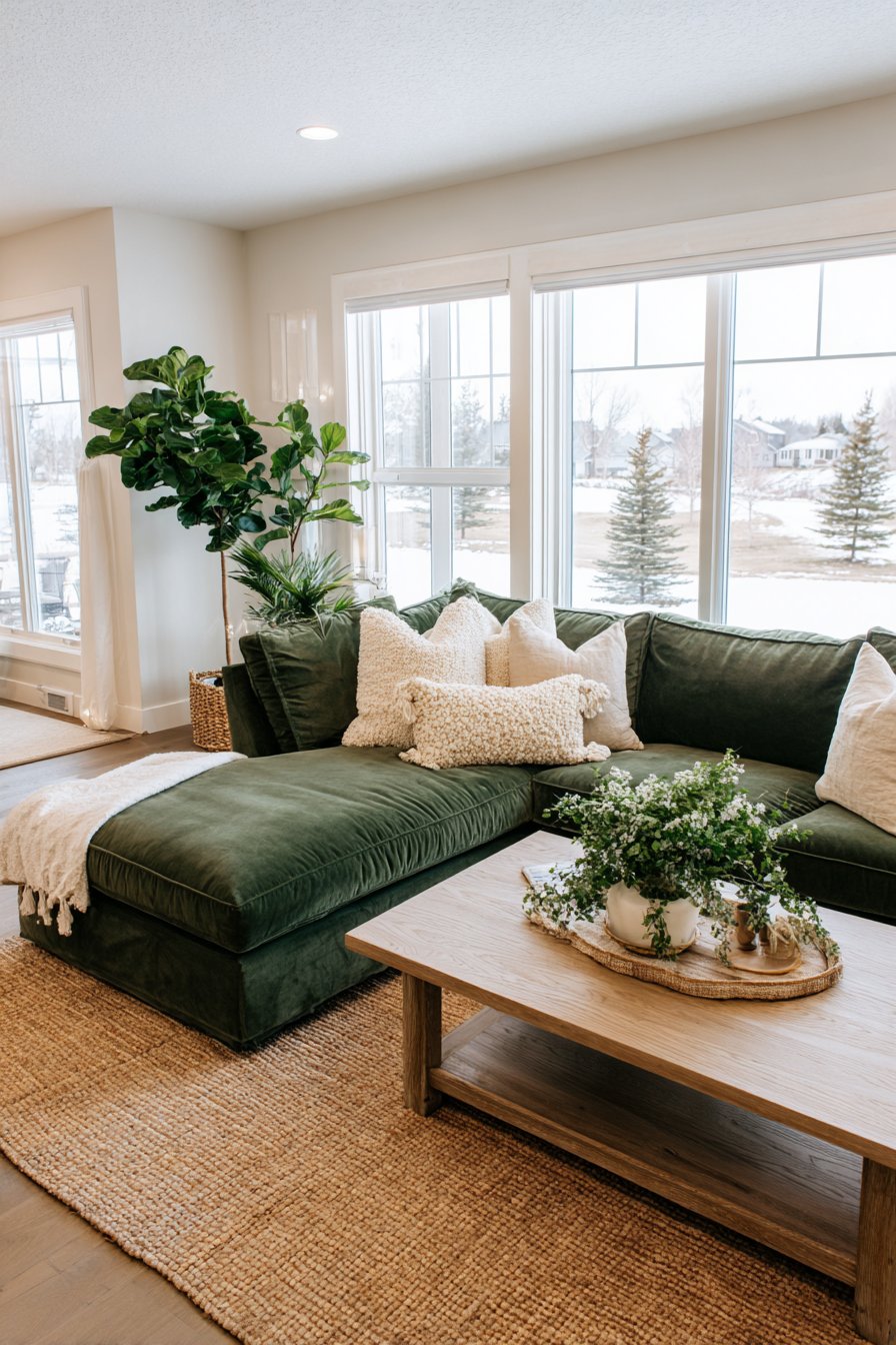 Moss Green Family-Friendly Sectional