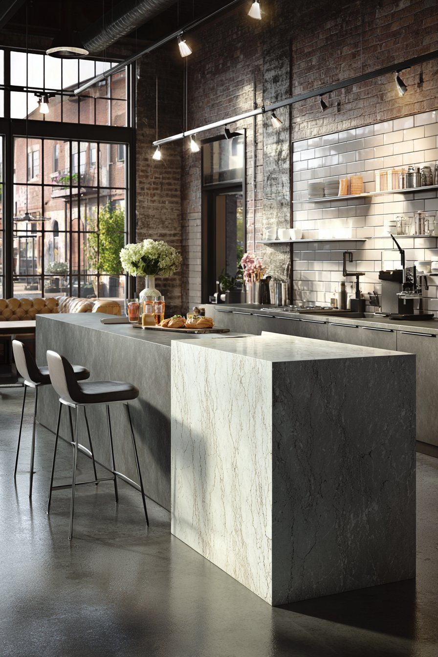 Industrial Grey and White Kitchen with Urban Edge