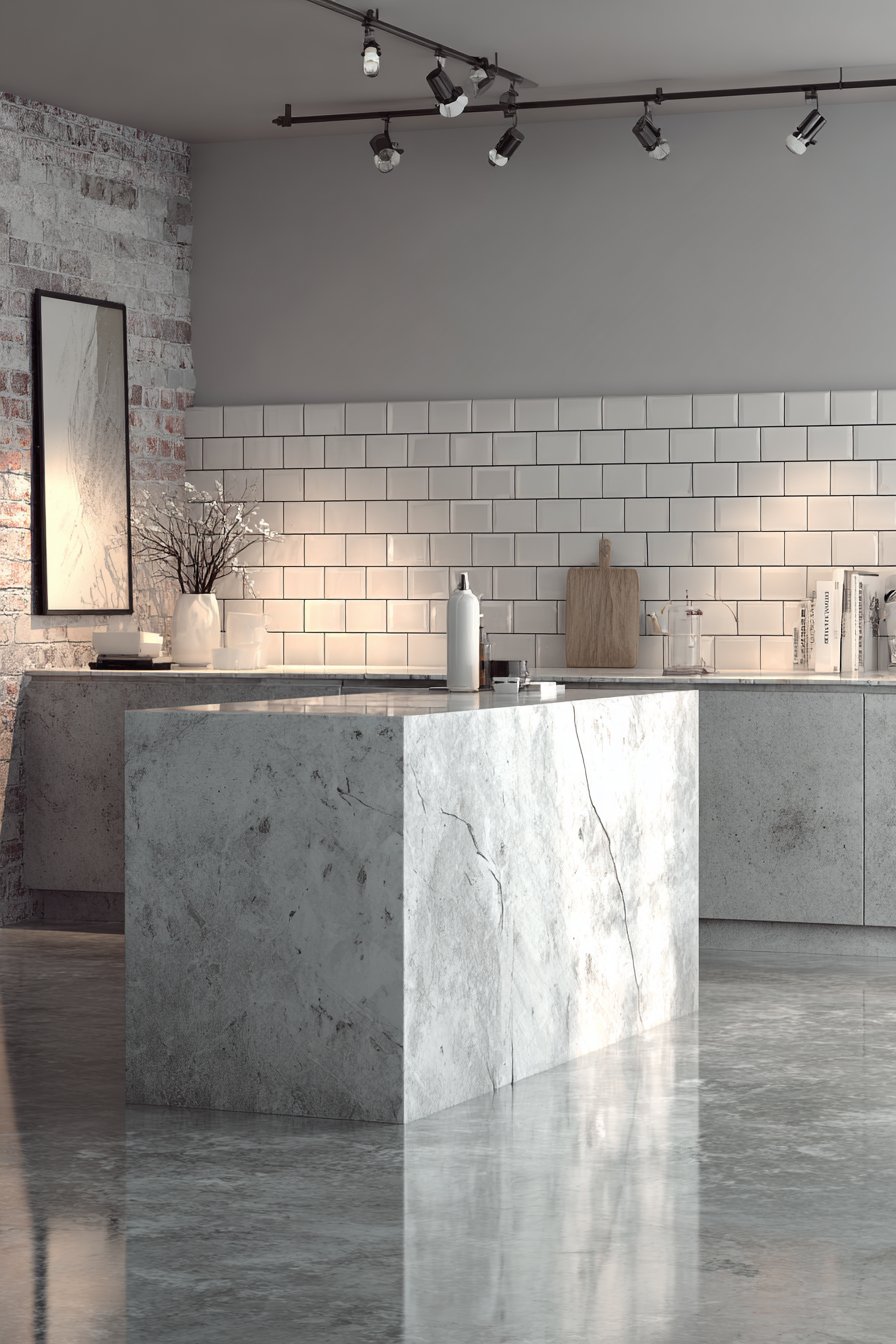 Industrial Grey and White Kitchen with Urban Edge
