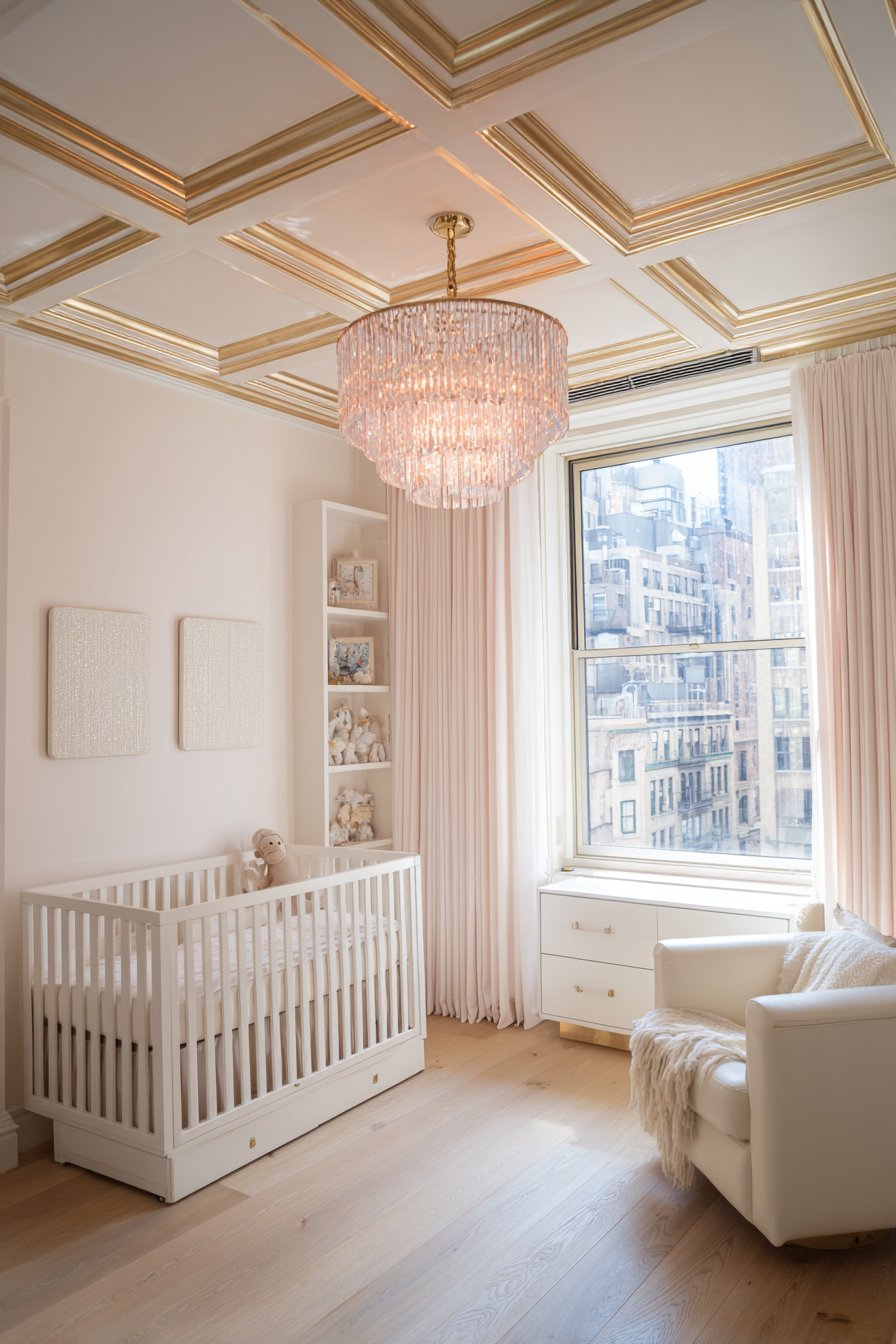 Coffered Ceiling with Murano Glass Chandelier
