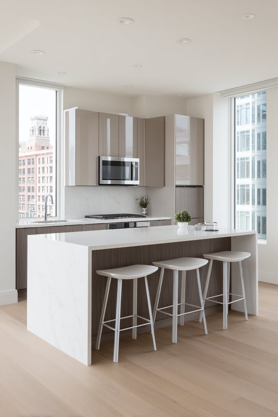 Single-Wall Linear Layout in Warm Beige