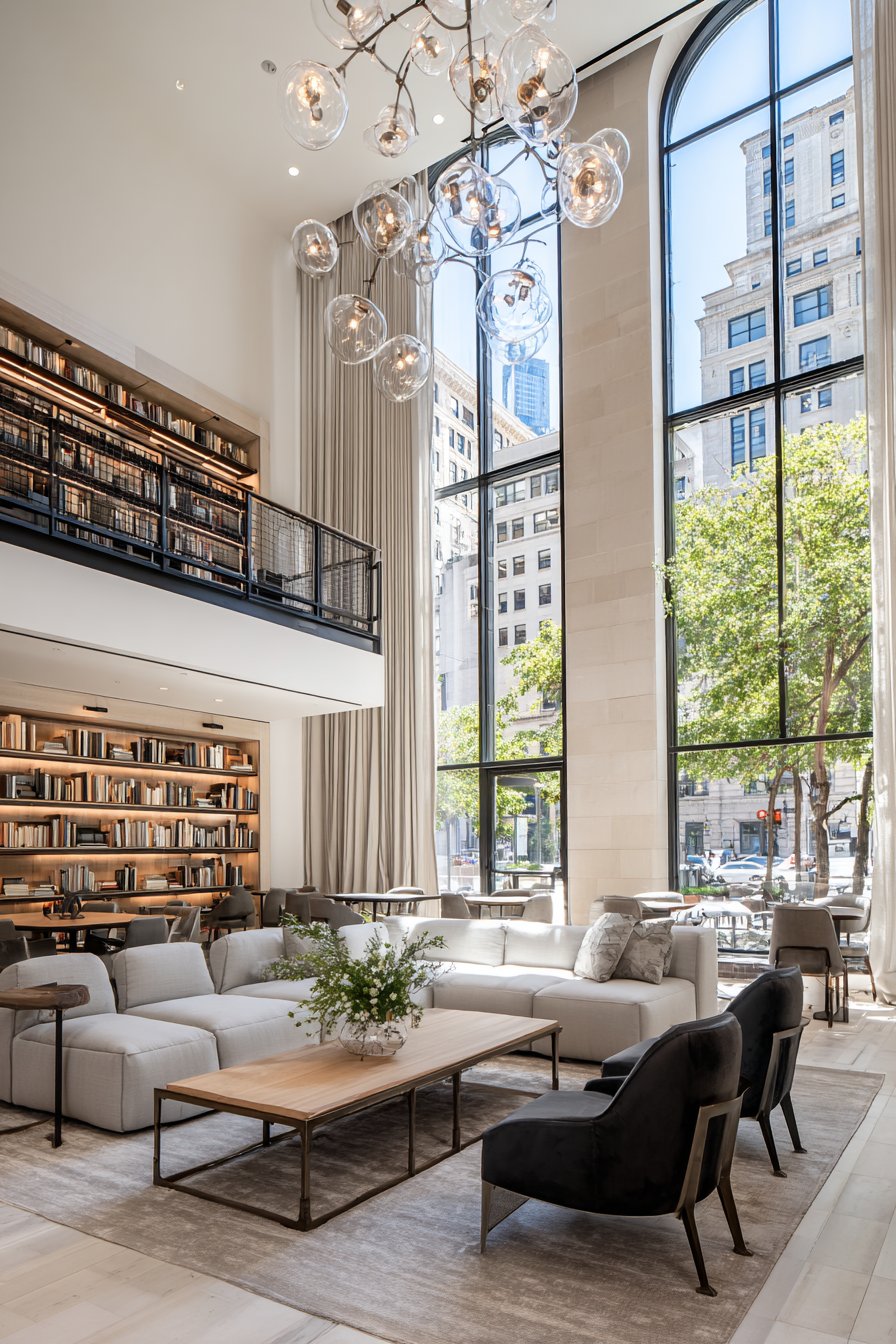 Vertical Volume with Mezzanine Library Views