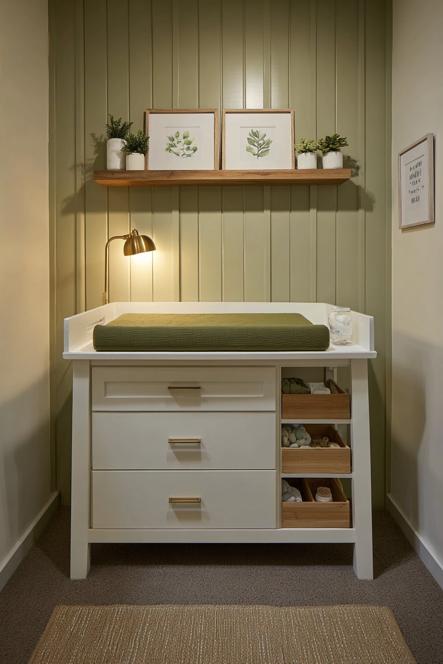 Organized Changing Station with Board and Batten