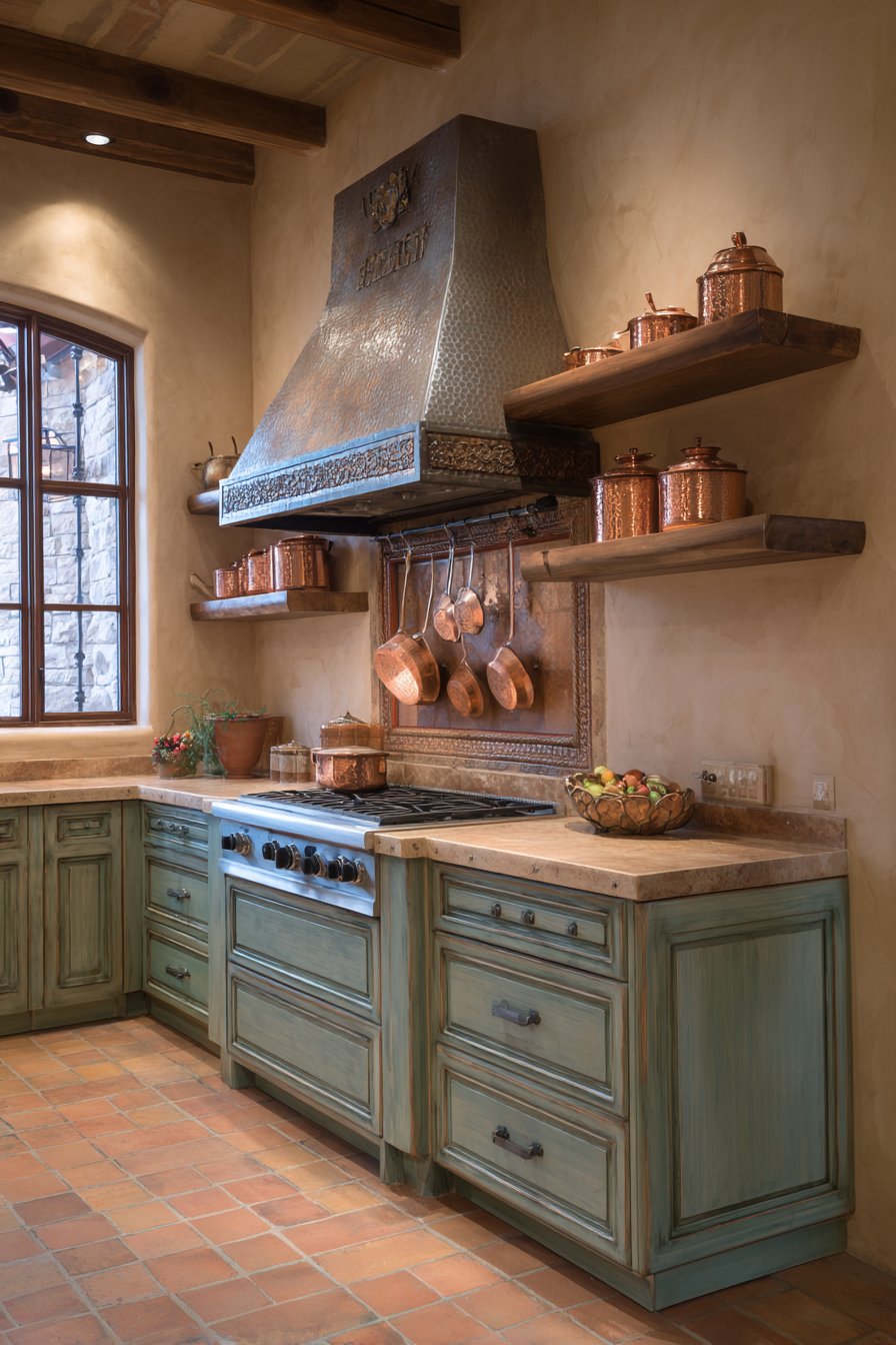 Custom Olive Green Metal Range Hood