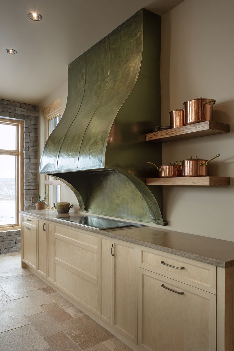 Custom Olive Green Metal Range Hood