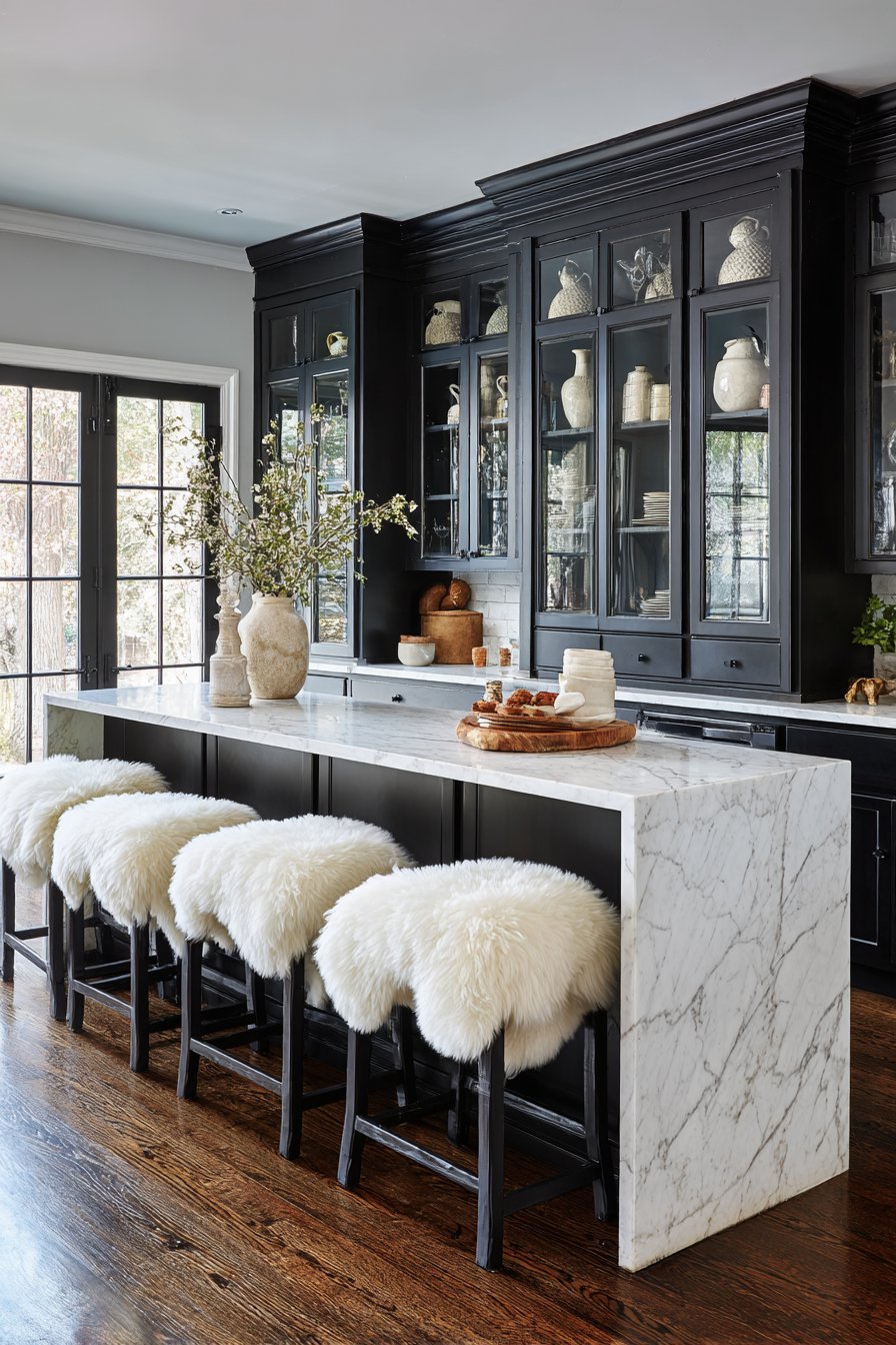 Book-Matched Marble Breakfast Bar