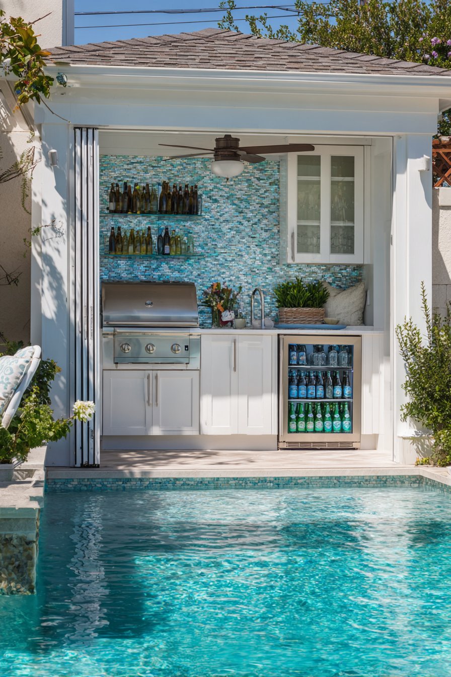 Poolside Cabana with Coastal Elements