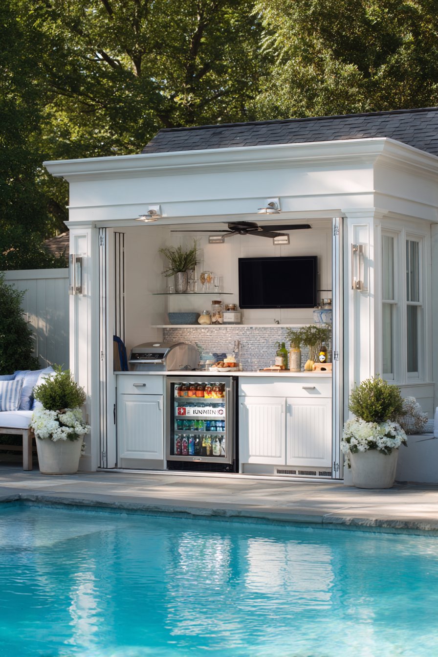 Poolside Cabana with Coastal Elements