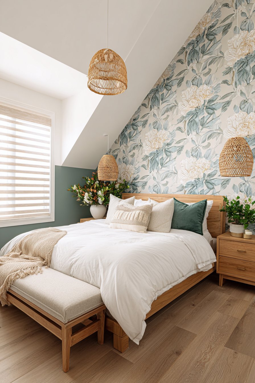 Botanical Wallpaper on Slanted Surface