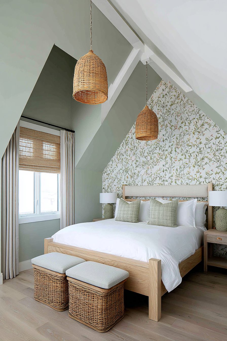 Botanical Wallpaper on Slanted Surface