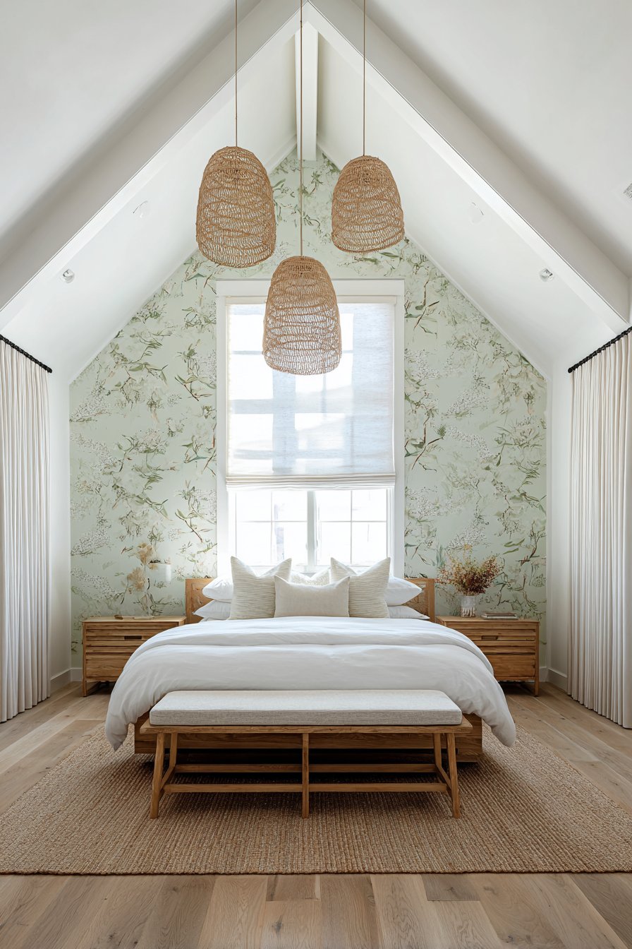 Botanical Wallpaper on Slanted Surface