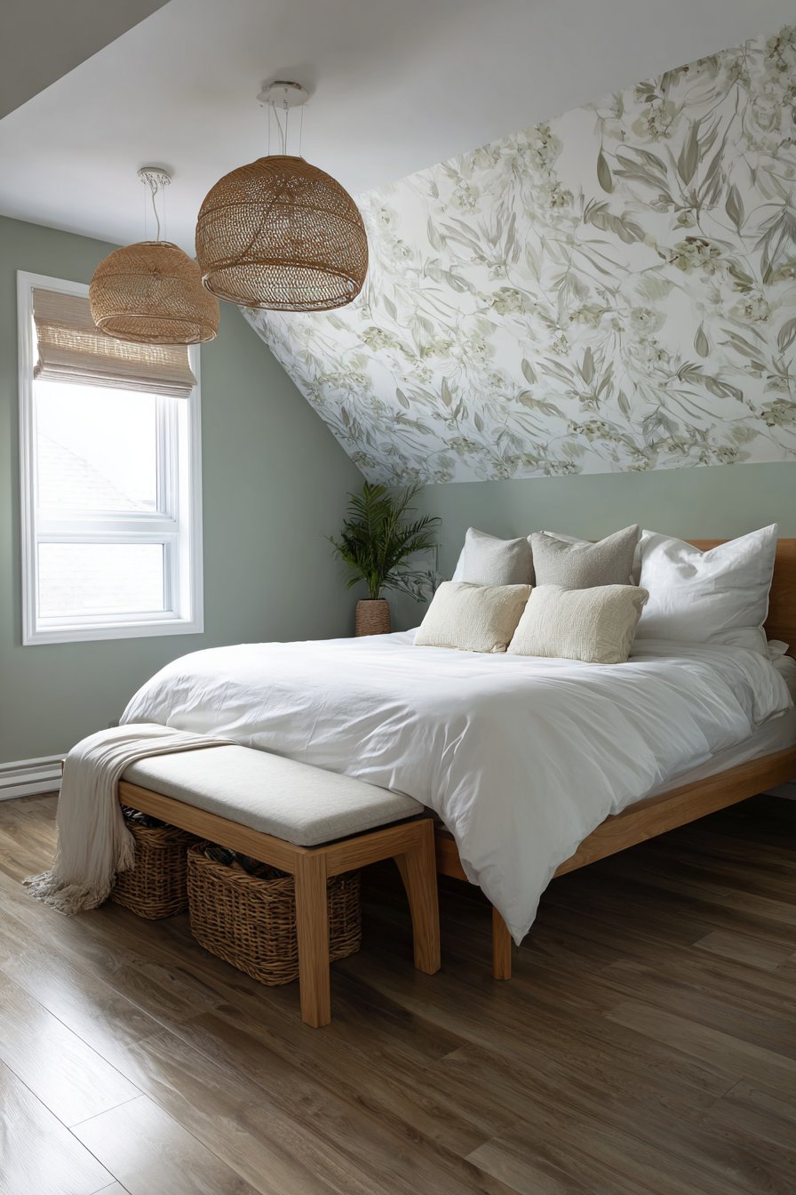 Botanical Wallpaper on Slanted Surface