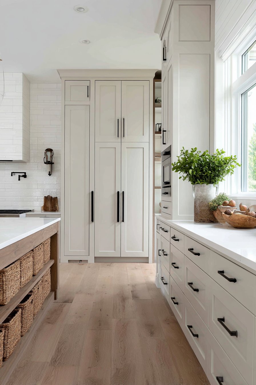 Vertical Storage Kitchen with Tall Pantry Cabinets