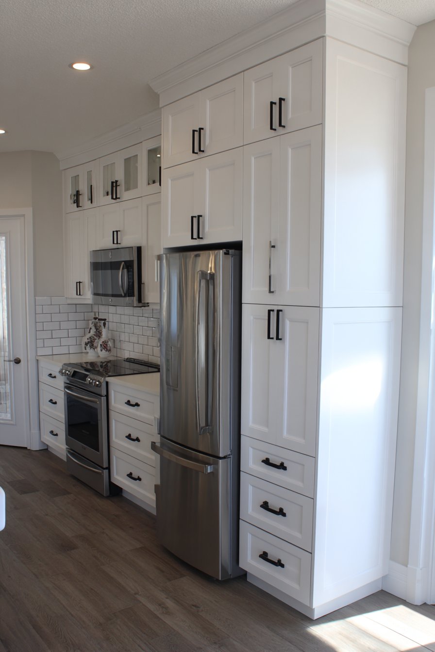 Vertical Storage Kitchen with Tall Pantry Cabinets