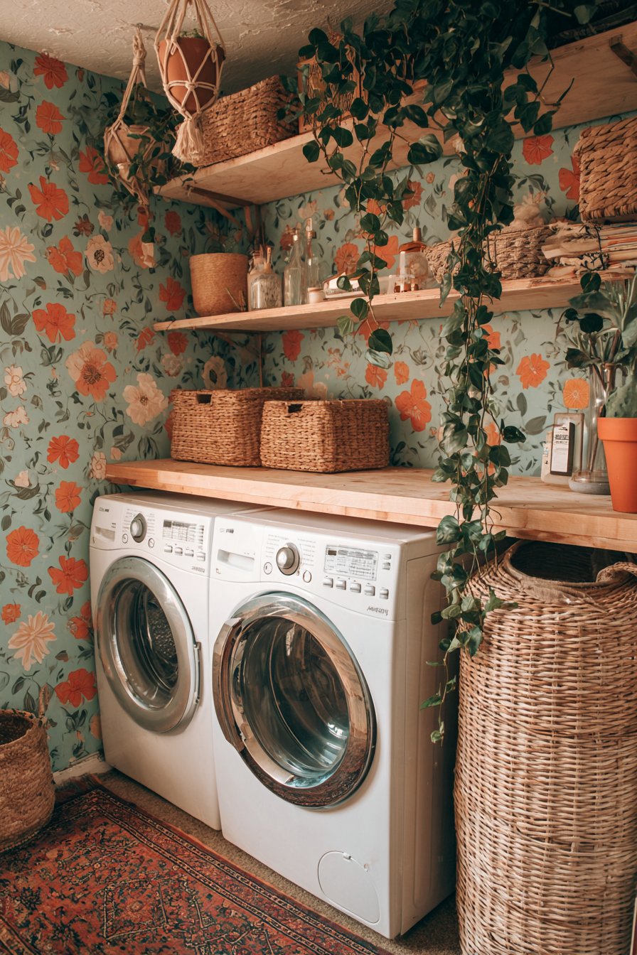 Bohemian Vibrancy with Floral Wallpaper