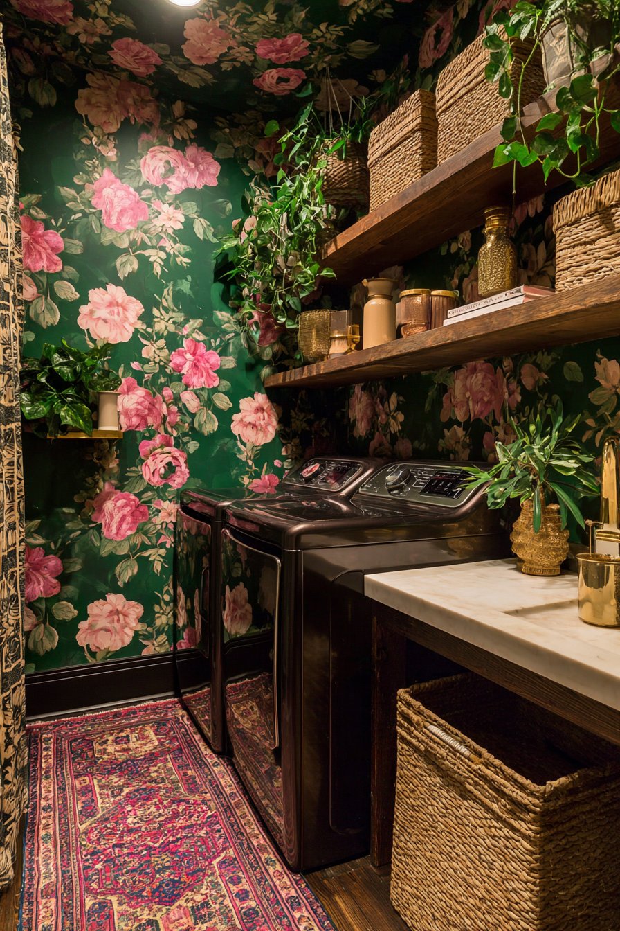 Bohemian Vibrancy with Floral Wallpaper