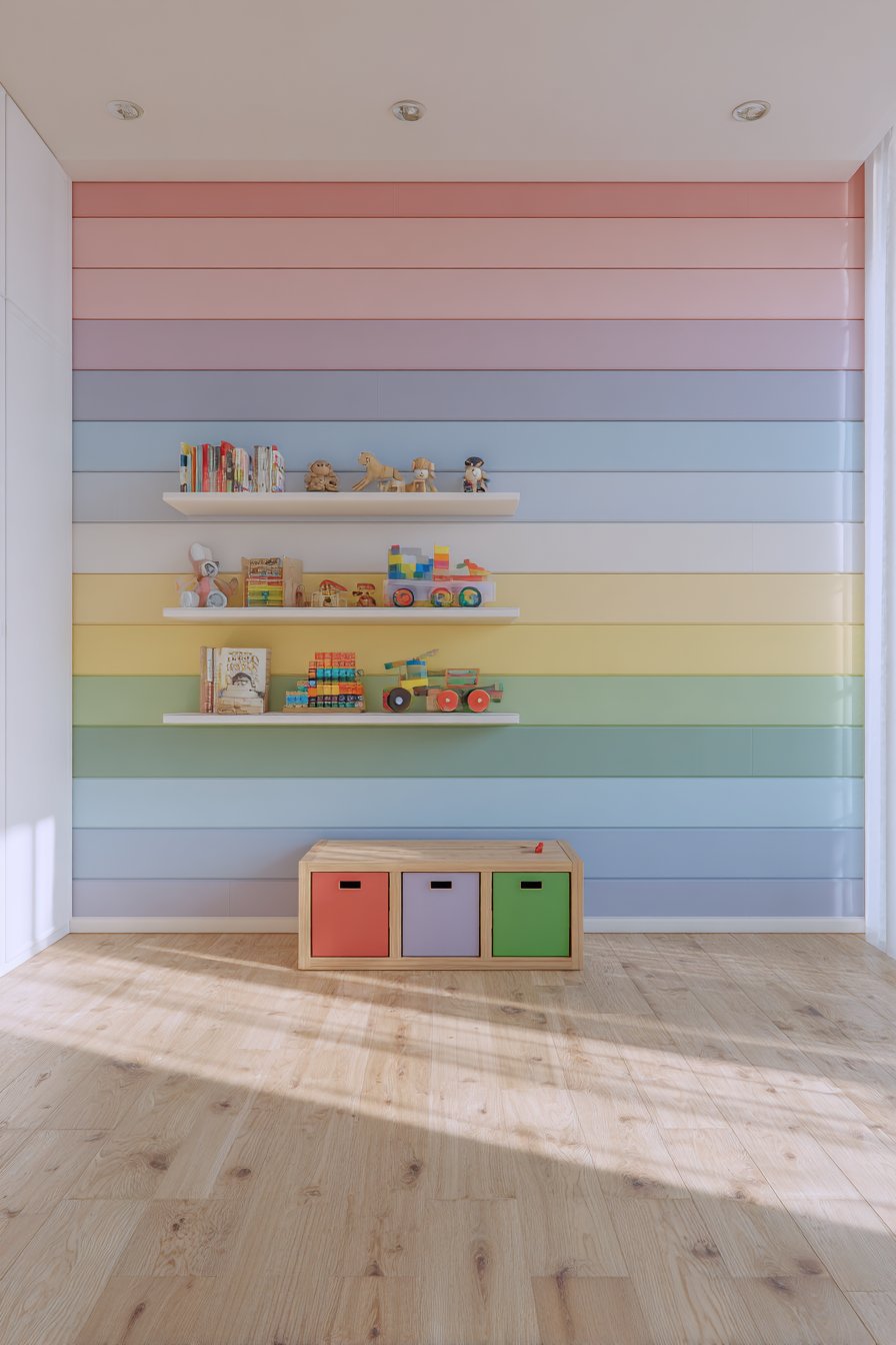 Color-Blocked Rainbow Wall