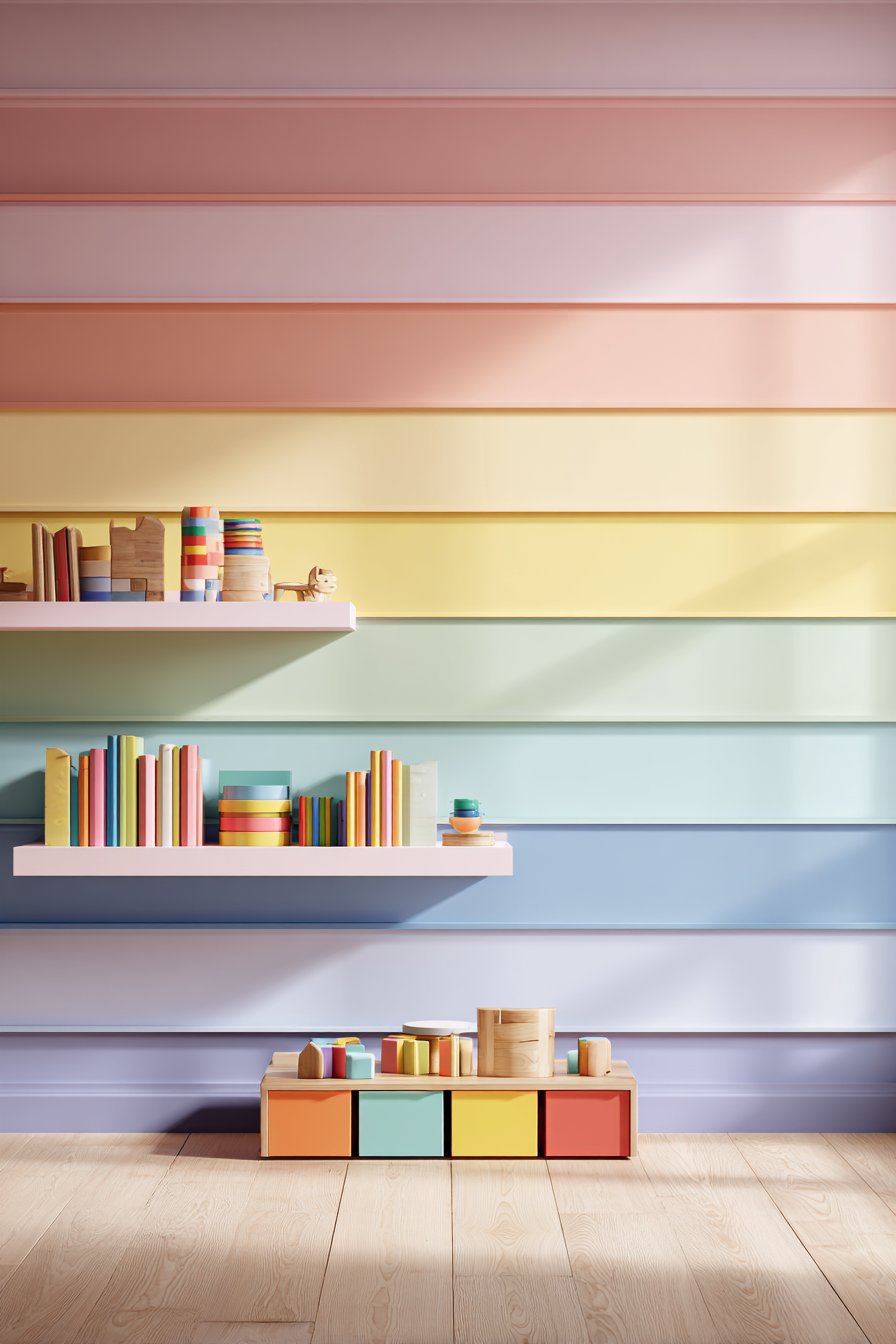 Color-Blocked Rainbow Wall