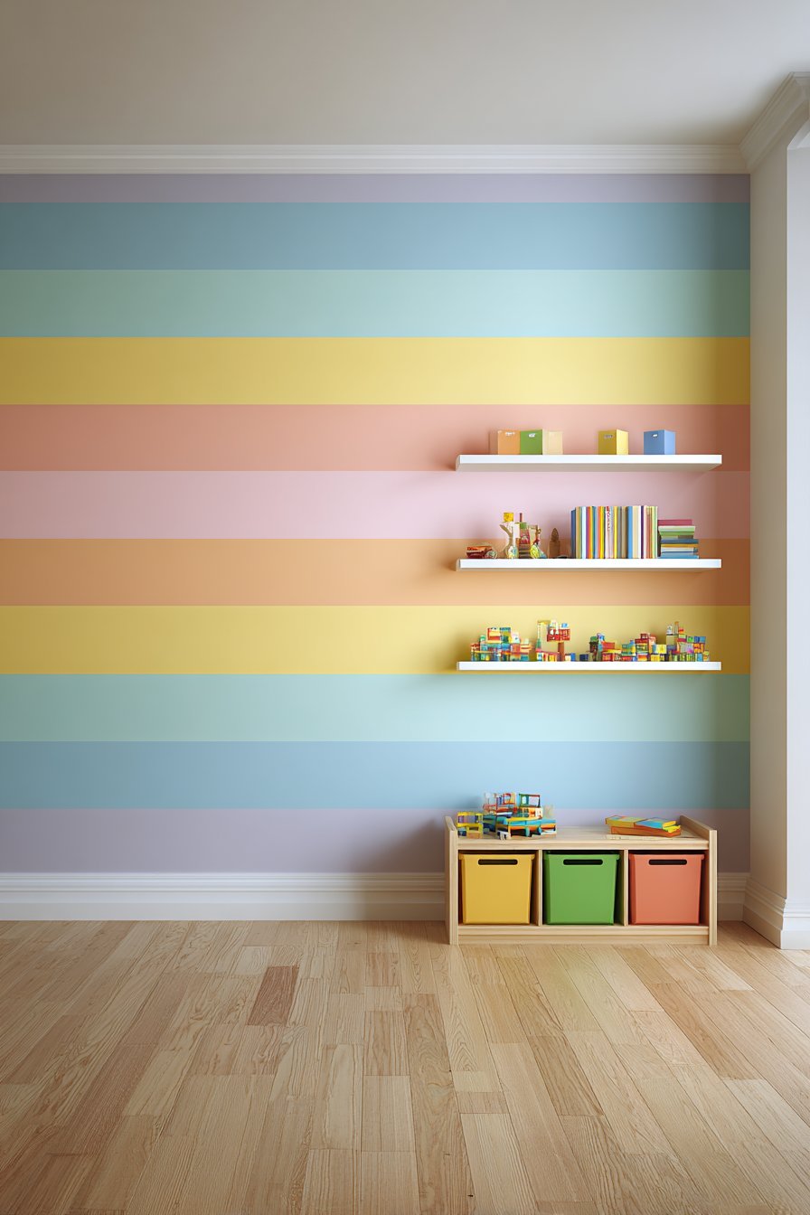 Color-Blocked Rainbow Wall