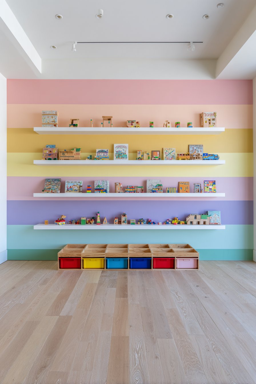 Color-Blocked Rainbow Wall