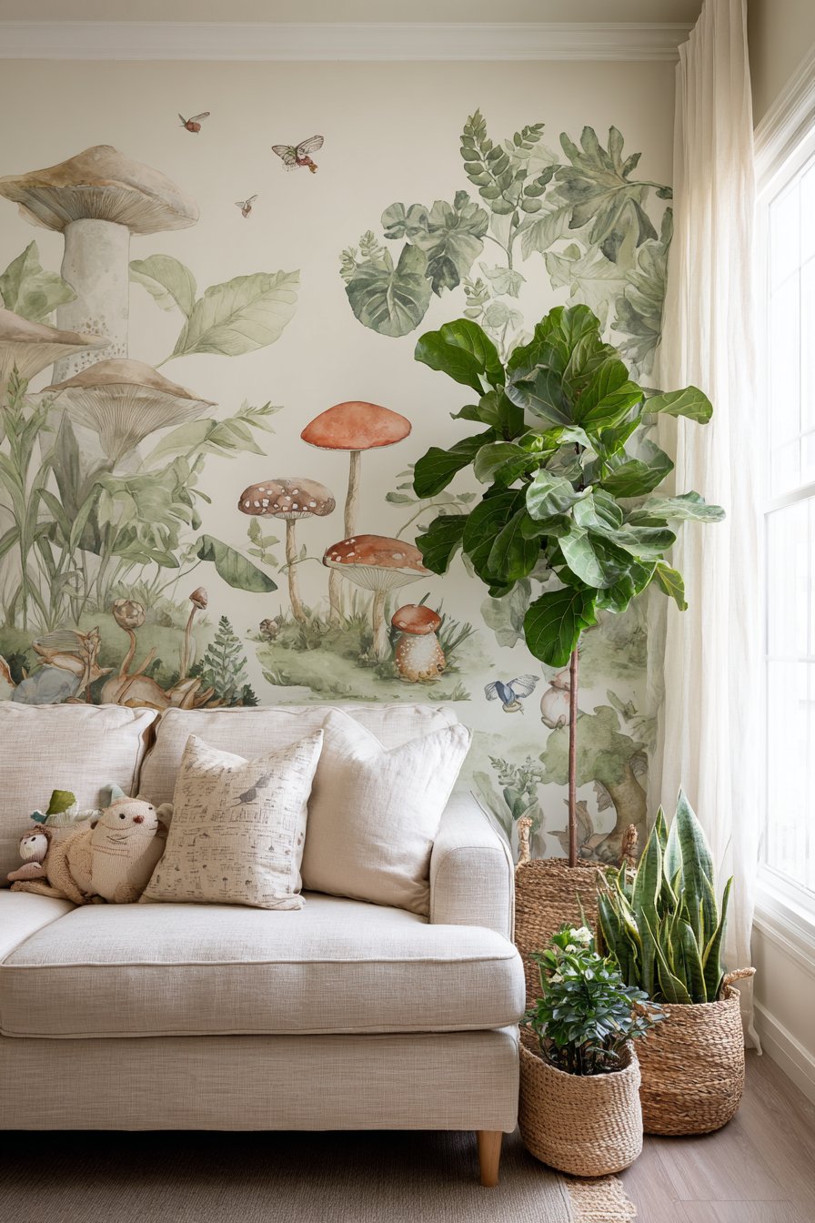 Enchanted Forest Mural with Living Plant Integration
