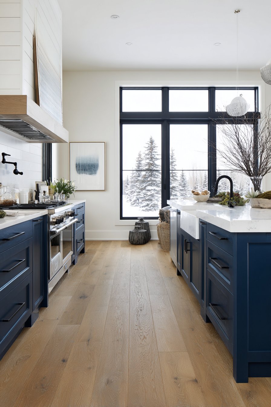 Modern Farmhouse Navy and White Kitchen