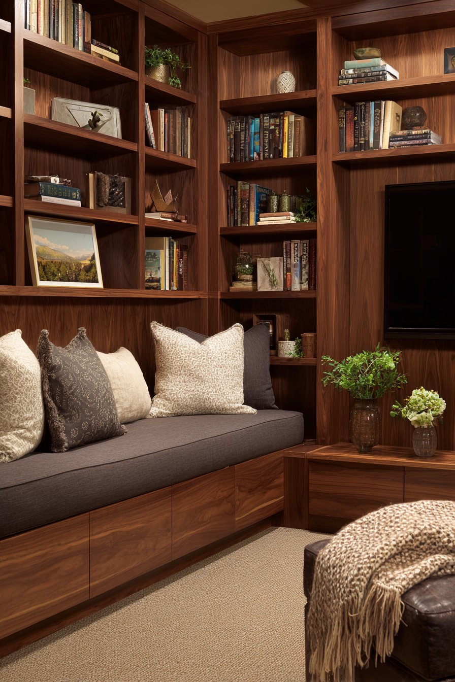 Built-In Media Wall Seating