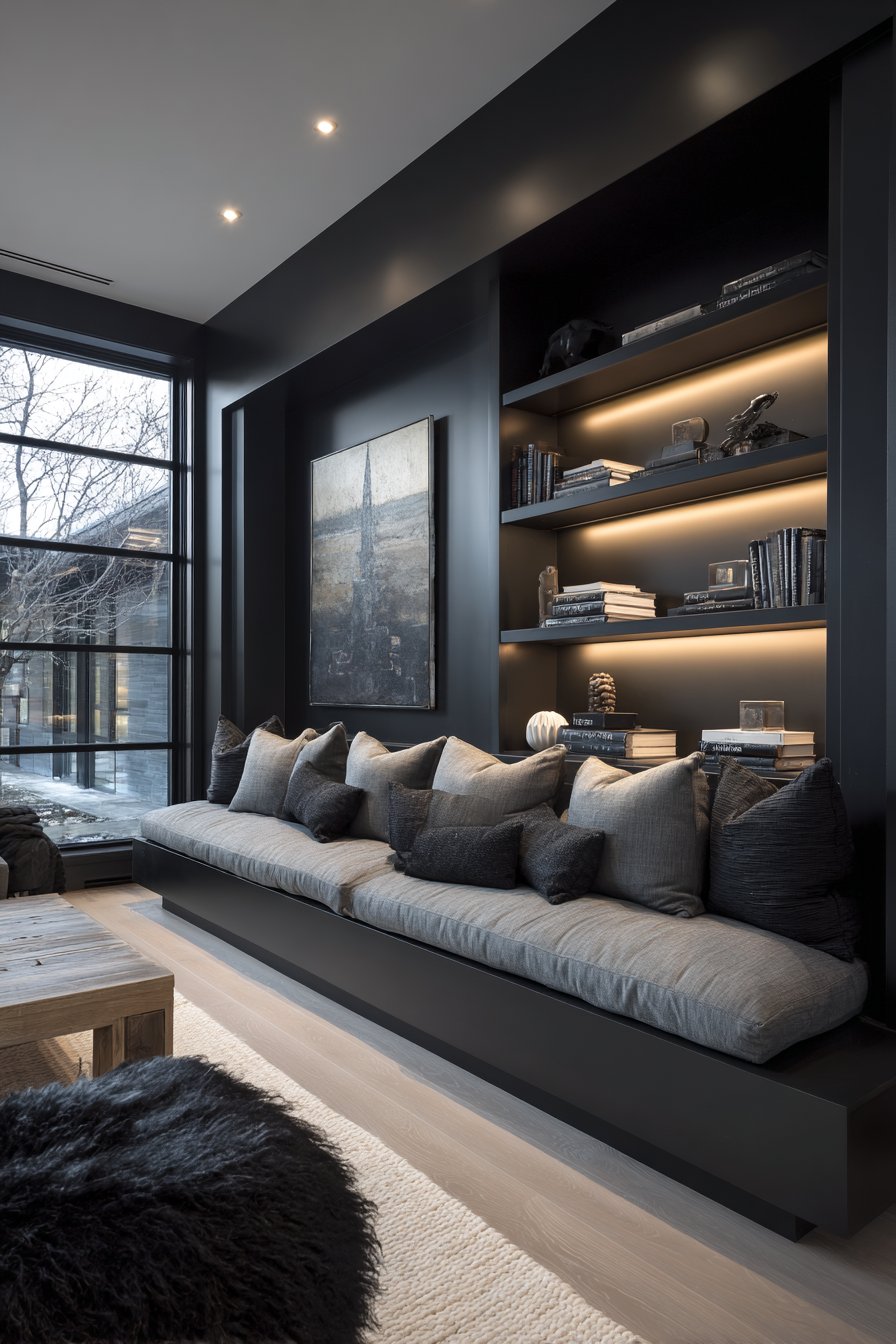 Built-In Media Wall Seating